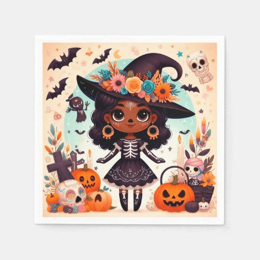 Beautiful little witch halloween party servet (Voorkant)