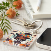 Beautiful little witch halloween party sleutelhanger (Voorkant Rechts)