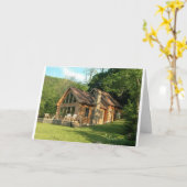 BEAUTIFUL LOG CABIN "NEW HOME" CONGRATULALALALATIE KAART (Gele Bloem)