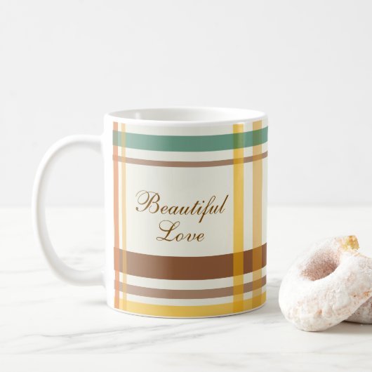 Beautiful Love Cozy Tartan Plaid Koffiemok (Met donut)