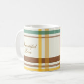 Beautiful Love Cozy Tartan Plaid Koffiemok (Voorkant links)