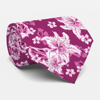 Beautiful magenta flower pattern stropdas