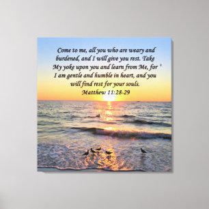 BEAUTIFUL MATTHEW 11:28 SUNRISE FOTO-ONTWERP CANVAS AFDRUK