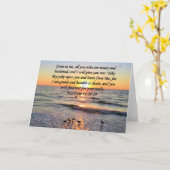 BEAUTIFUL MATTHEW 11:28 SUNRISE FOTO-ONTWERP KAART (Gele Bloem)