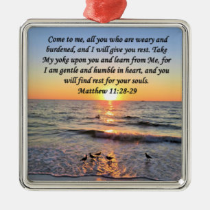 BEAUTIFUL MATTHEW 11:28 SUNRISE FOTO-ONTWERP METALEN ORNAMENT