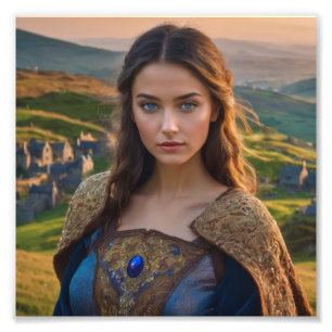 Beautiful Medieval Villager Girl Foto Afdruk