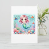 beautiful mermaid kawaii kaart (Staand voorkant)