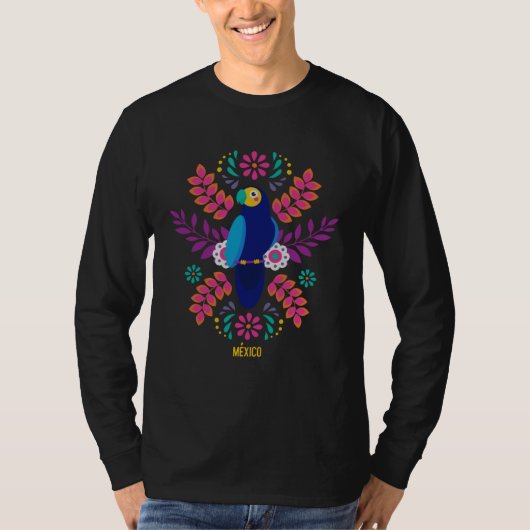 Beautiful Mexico Flowers & Parrot  Men Women & Kid T-shirt (Voorkant)