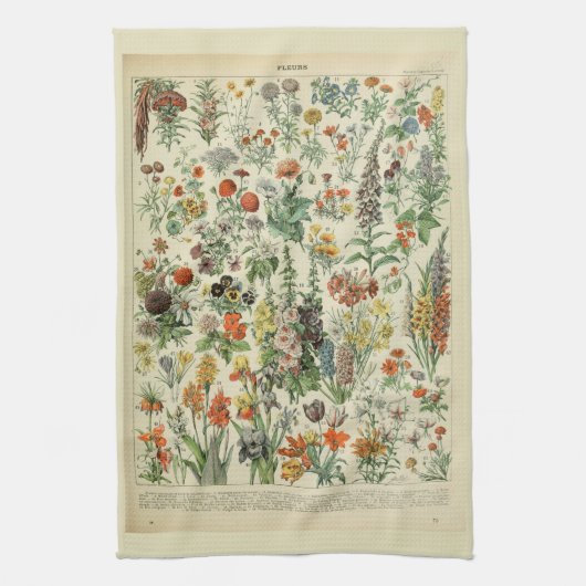 Beautiful Millot Fleur Illistration Print Theedoek (Verticaal)