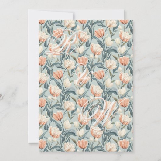 Beautiful Minimal Tulip Flower Spring Wedding Kaart (Achterkant)