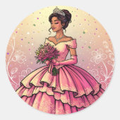 Beautiful Mis Quince Años Celebration Design Ronde Sticker (Voorkant)