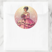 Beautiful Mis Quince Años Celebration Design Ronde Sticker (Tas)