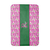 Beautiful Modern Hot Pink Magenta Roses Monogram  Badmat (Voorkant Verticaal)