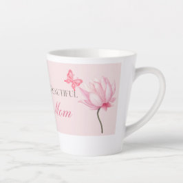 Beautiful Mom Mug with Butterfly and Flower Latte Mok