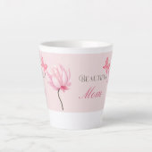 Beautiful Mom Mug with Butterfly and Flower Latte Mok (Voorkant)