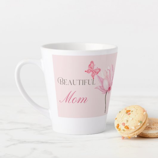 Beautiful Mom Mug with Butterfly and Flower Latte Mok (In situ)
