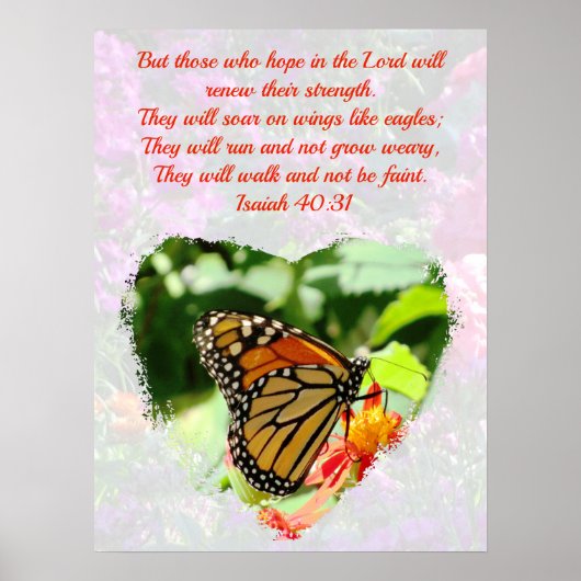 BEAUTIFUL MONARCH BUTTERFLY ISAIAH 40:31 VERSE POSTER (Voorkant)