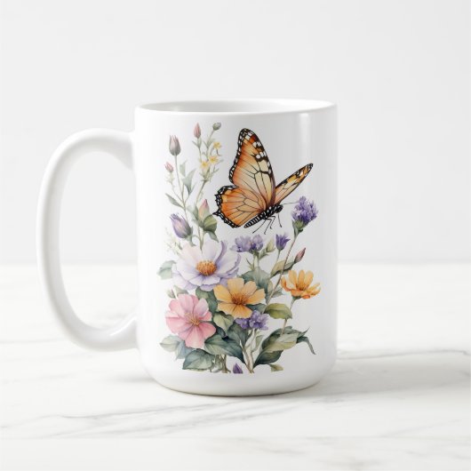 Beautiful Monarch Butterfly Watercolor Koffiemok (Links)