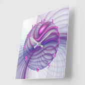 Beautiful Movements Abstract Fractal Art Pink Vierkante Klok (Hoek)
