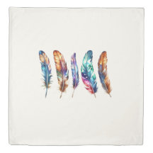 Beautiful Multicolor Boho Feathers - Blue Graphic