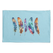 Beautiful Multicolor Boho Feathers - Blue Graphic Kussensloop (Achterkant)