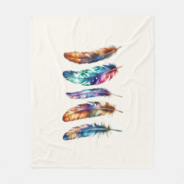 Beautiful Multicolor Boho Feathers - Cozy Graphic Fleece Deken
