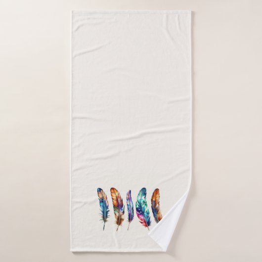 Beautiful Multicolor Boho Feathers - Graphic Art Bad Handdoek (Badhanddoek)