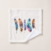 Beautiful Multicolor Boho Feathers - Graphic Art Bad Handdoek (Wasdoekje)
