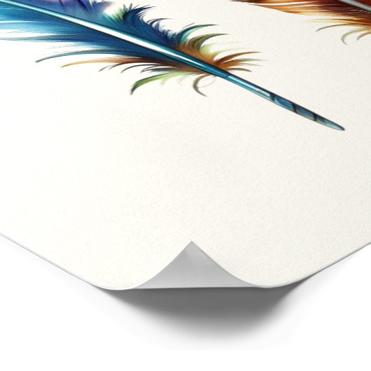 Beautiful Multicolor Boho Feathers - Graphic Art Poster (Hoek)