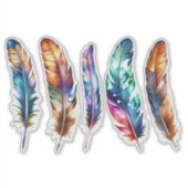 Beautiful Multicolor Boho Feathers - Graphic Vinyl Sticker (Voorkant)