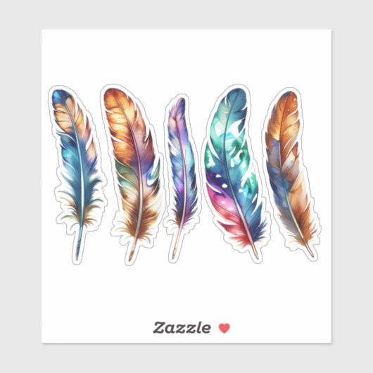 Beautiful Multicolor Boho Feathers - Graphic Vinyl Sticker (Vel)