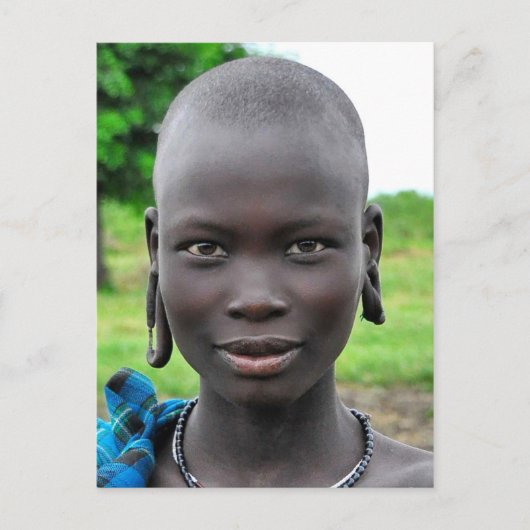 Beautiful Mursi Woman with Pierced Ears Briefkaart (Voorkant)