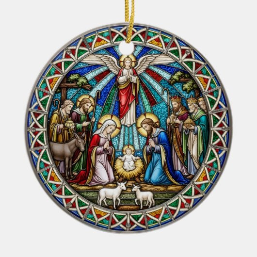 Beautiful Nativity Scene Holy Family Angel Keramisch Ornament (Voorkant)