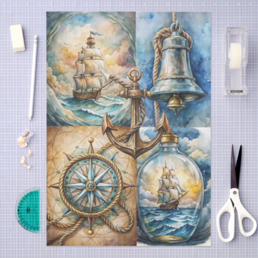 Beautiful Nautical Themed Decoupage Tissuepapier (Craft)