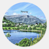 Beautiful Norway,  Ronde Sticker (Voorkant)