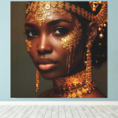 Beautiful Nubian Goddess in Gold Canvas Afdruk (Insitu (Houten vloer))