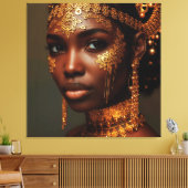 Beautiful Nubian Goddess in Gold Canvas Afdruk (Insitu (Woonkamer))