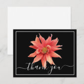 Beautiful Orange Dahlia Black Back Chic Thank You Briefkaart (Voorkant / Achterkant)
