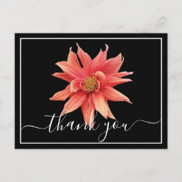 Beautiful Orange Dahlia Black Back Chic Thank You Briefkaart