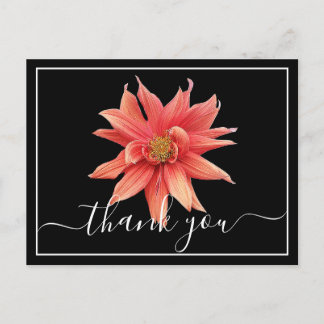 Beautiful Orange Dahlia Black Back Chic Thank You Briefkaart