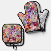 beautiful oven mitt and holder ovenwant & pannenlap set (Voorkant / Achterkant)