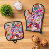beautiful oven mitt and holder ovenwant & pannenlap set (Top down)