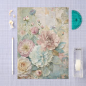 Beautiful Pale Peonies on Distressed Background Tissuepapier (Craft)