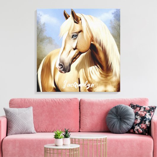 Beautiful Palomino Horse Canvas Afdruk (Insitu (Woonkamer))