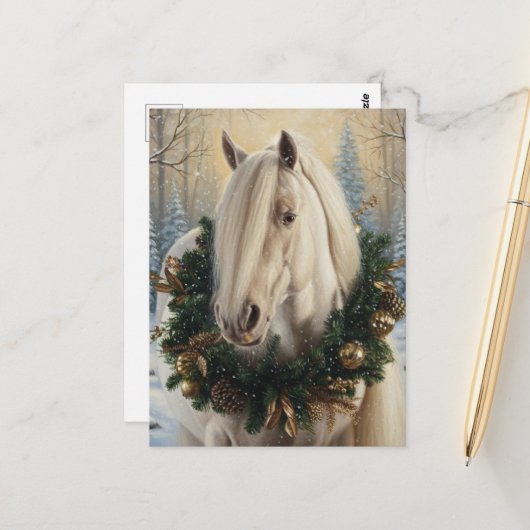 Beautiful Palomino Horse Christmas Briefkaart (Voorkant / Achterkant in situ)