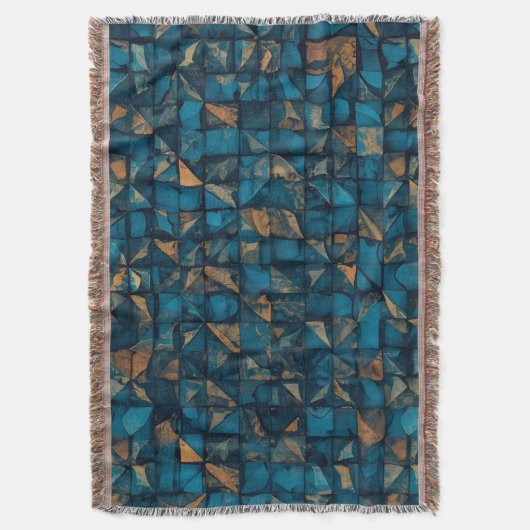 Beautiful Patchwork "Look" in Dark Teal Deken (Voorkant Verticaal)