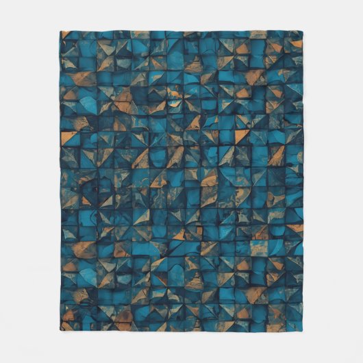 Beautiful Patchwork "Look" in Dark Teal Fleece Deken (Voorkant)