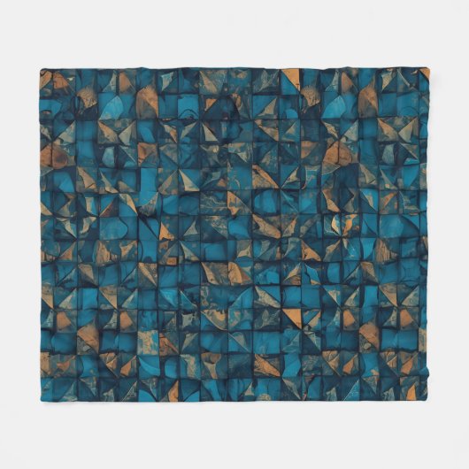Beautiful Patchwork "Look" in Dark Teal Fleece Deken (Voorkant (Horizontaal))