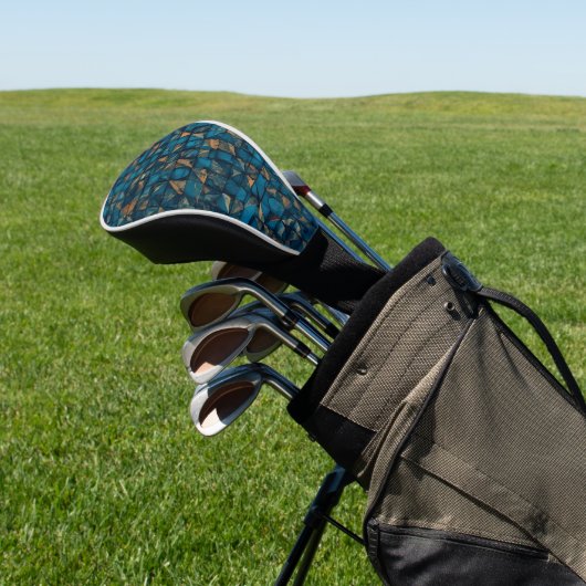 Beautiful Patchwork "Look" in Dark Teal Golfheadcover (Insitu)