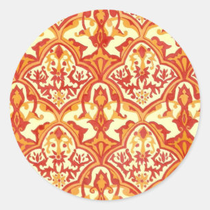 BEAUTIFUL PATROON - Rood en Oranje Ronde Sticker